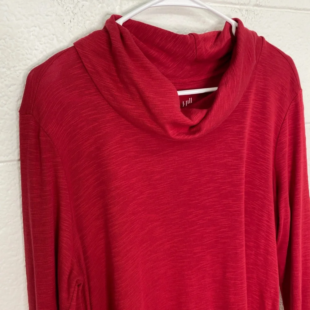 J. Jill red cowl neck tunic 100% pima cotton women's size small